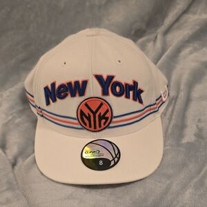 New York Knicks Cap - White and Orange, Size 8